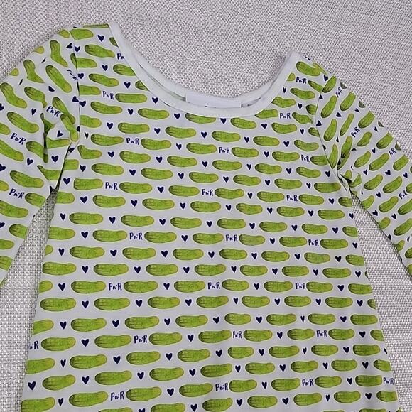 Pickles & Roses Pickles and Hearts All-Over Print Coveralls Romper 0-6 Months - Picture 2 of 11